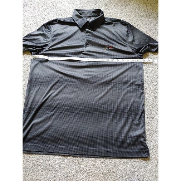 Greg Norman Play Dry Mens Golf Polo Shirt Black Grey Micro Dot Shark Logo L - Picture 4 of 5